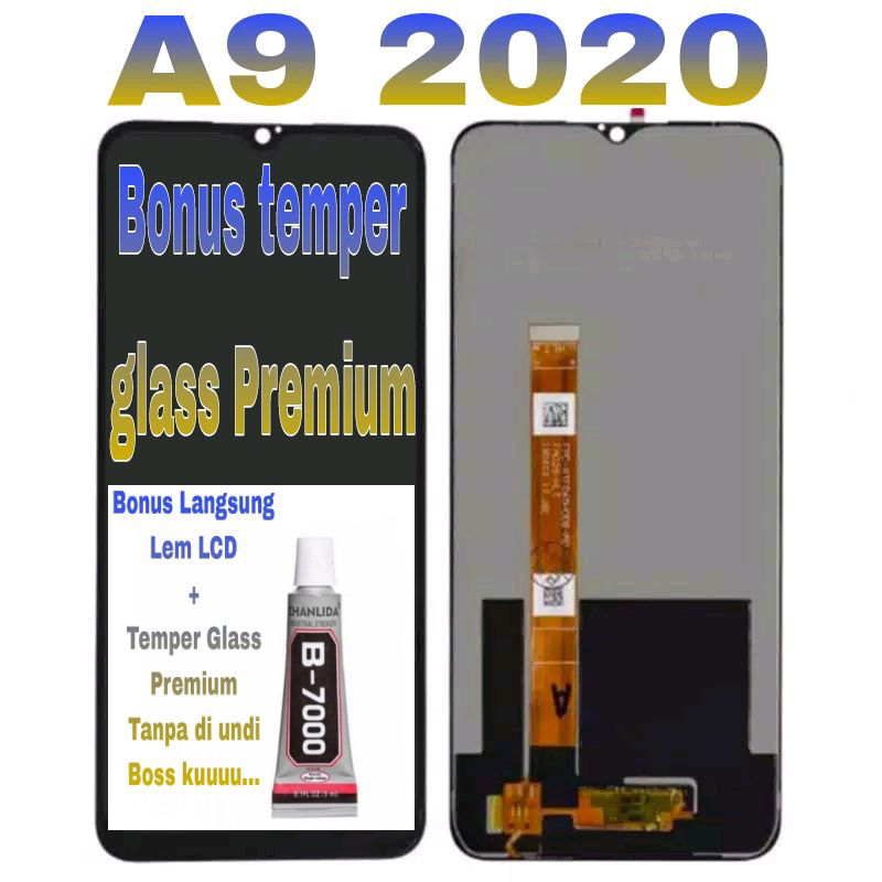 LCD OPPO A9 2020 Layar Satu Set Touchscreen Fulset Komplit Bonus Lem LCD Sparepart hp