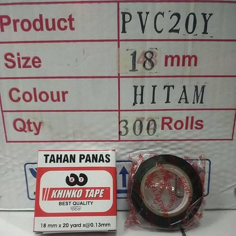 ISOLASI KABEL LISTRIK ANTI PANAS/lakban listrik 18MM X 20 YARD