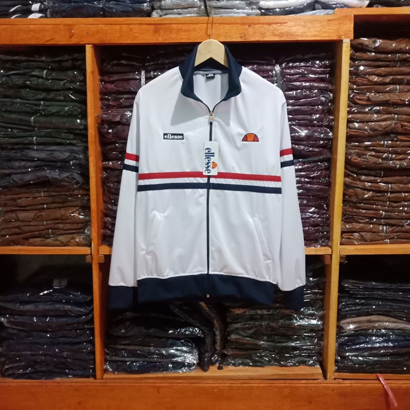 ELLESSE - Jaket Tracktop Putih Pria ELLESSE Remini Bordir Katun Premium - Jaket Sport/Jaket Outdoor 