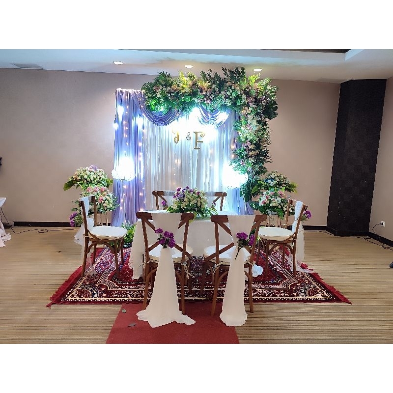 sewa backdrop akad nikah nuansa ungu 2 meter