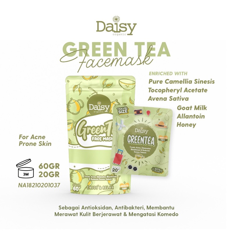 Travel Size 20Gram Masker Daisy Organic BPOM - Masker Wajah Organik - Masker Bubuk