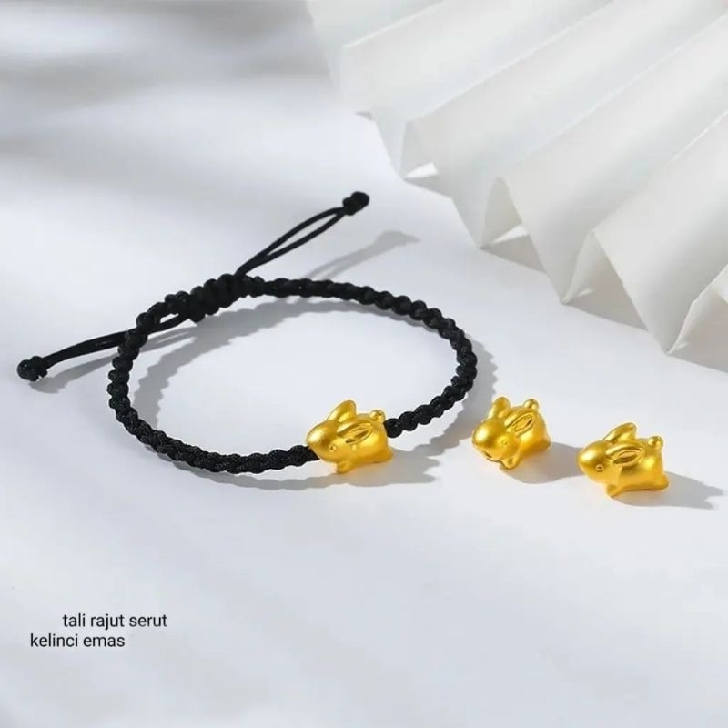 gelang tali ulir mainan hongkong HK variasi emas 24 charm baby mini shio kelinci rabbit