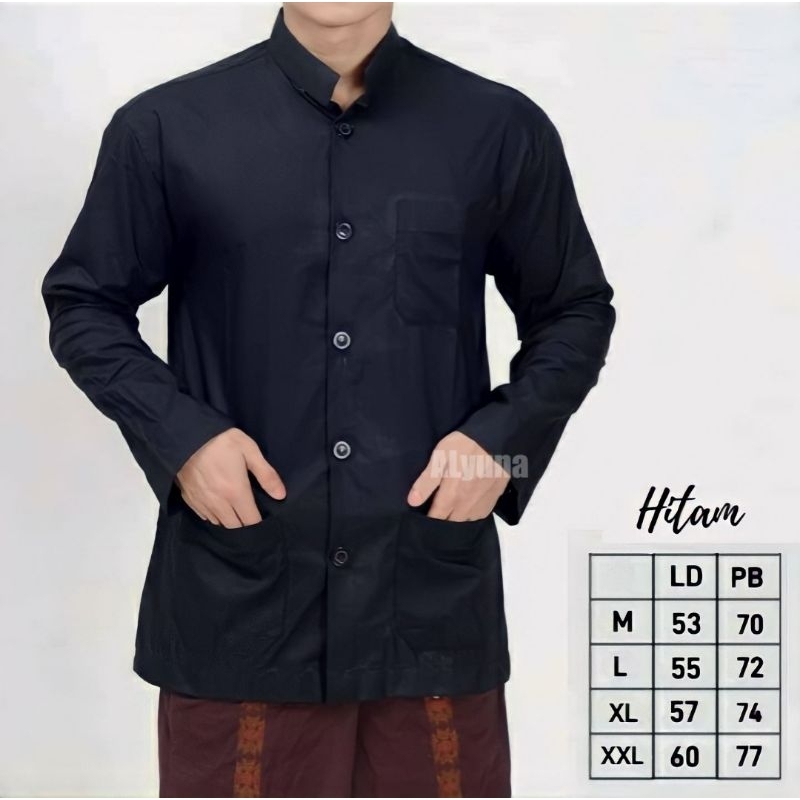 Koko Haibah Navy Polos Lengan Panjang Koko Habaib Murah Koko Habibi Baju taqwa