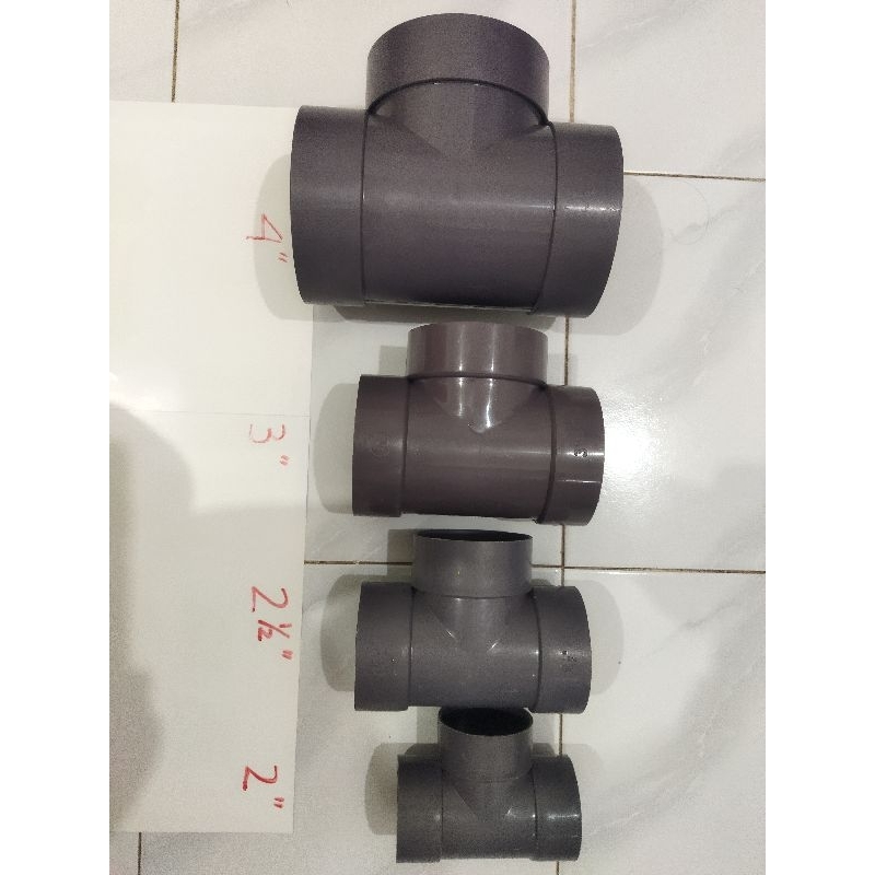 Tee PVC ukuran  4 inchi - 3 inchi - 2,5 inchi - 2 inchi