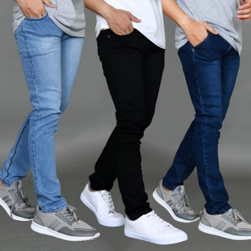 New - COD Bayar Di Tempat celana panjang pria bahan Jeans strecth ngaret model pensil