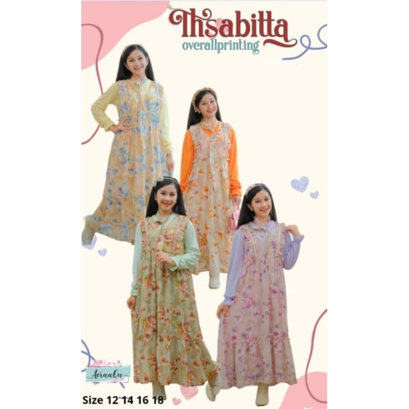 Thsabitta Overal Printing / Gamis anak remaja / Dress overall / Gamis Aeraaqu