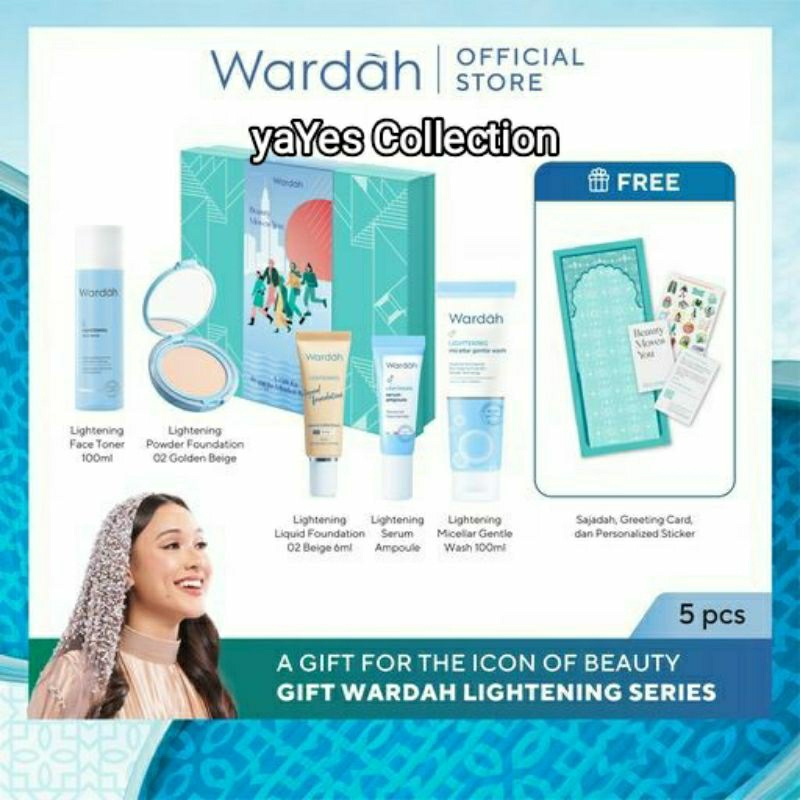 Wardah Paket Hampers Ramadan BOX Lightening A Gift for The Bright-Minded Ramadhan Hadiah bundling Bedak Powder Sabun Muka Face Wash Toner Foundation Serum