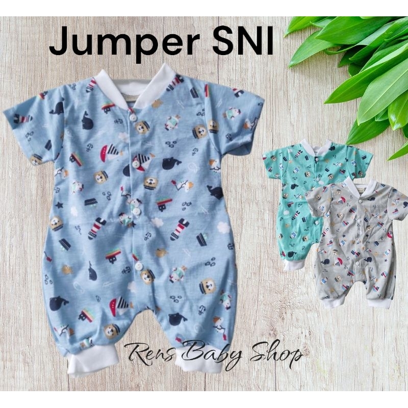 MOTIF SNI TOKARI Jumper halus terusan lengan pendek kancing depan perlengkapan bayi newborn baru lahir