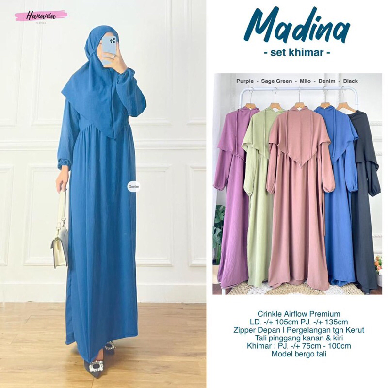 MADINA SET KHIMAR / GAMIS SYARI WANITA / ORI BY HANANIA