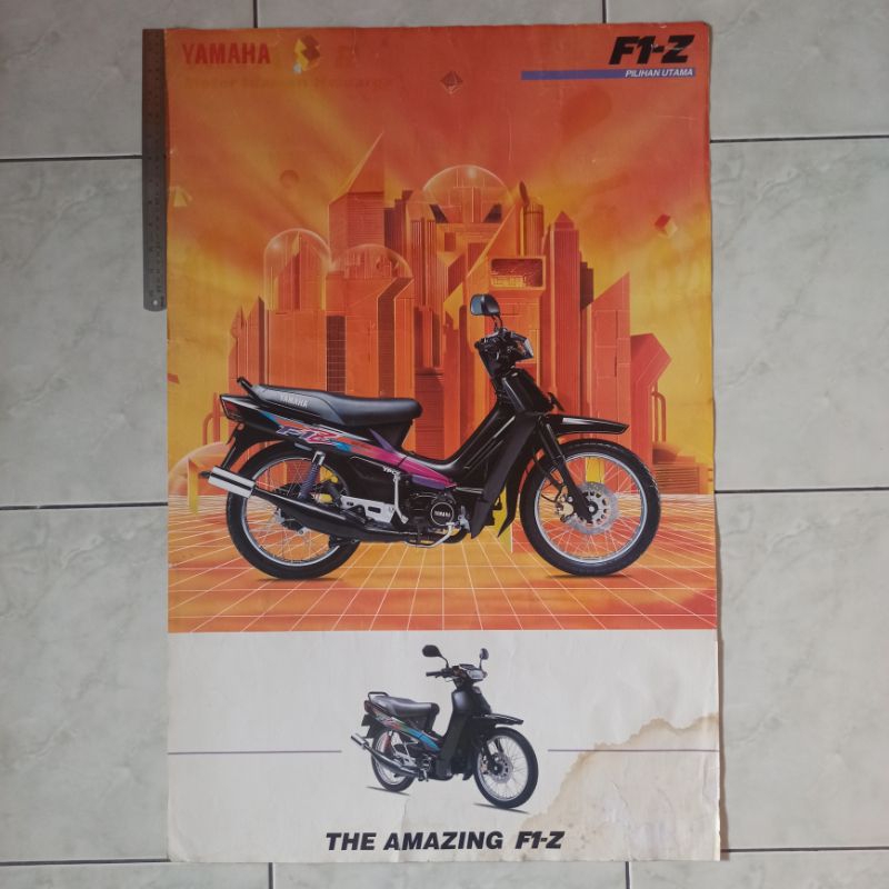 Poster brosur katalog iklan jumbo jadul lawas ex dealer Yamaha F1Z/F1 Z/Force 1Z 1995 ORI Original