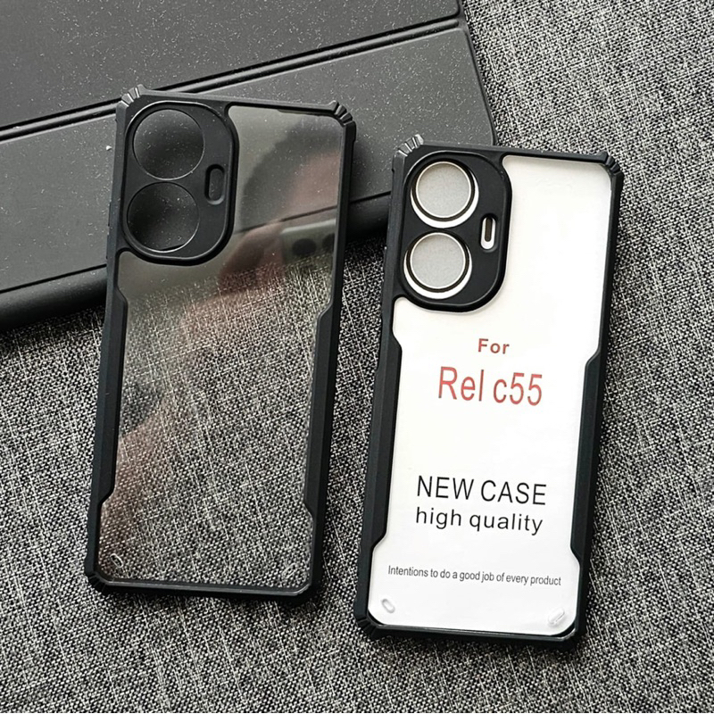 REALME C55 Fushion Case Aklirik Bening list Hitam / Fushion Case Hard Protect Camera