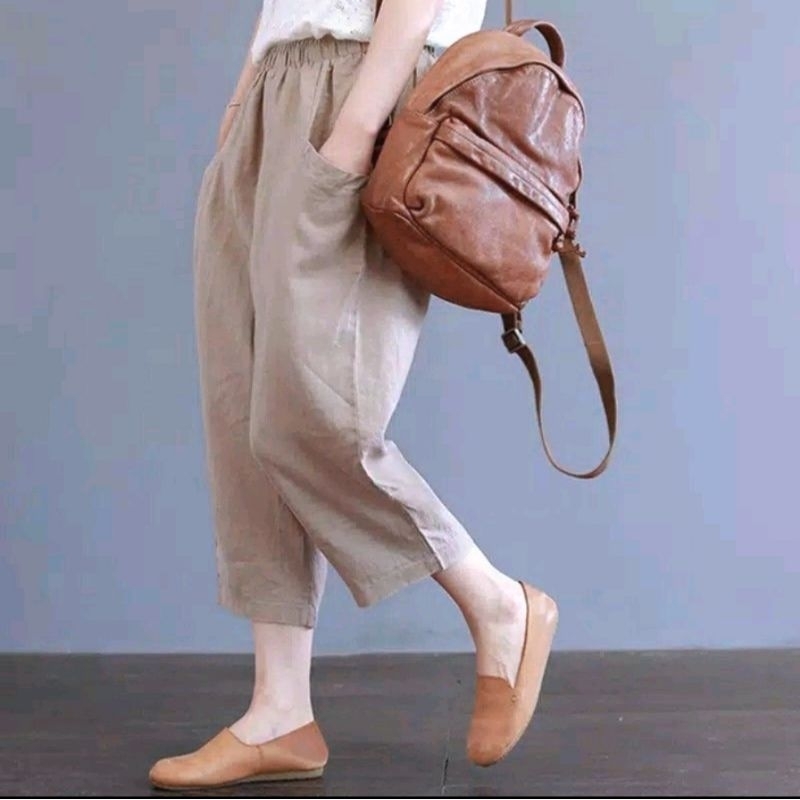 Uniqo Pants Celana Panjang Wanita 7/8 kulot size L XL XXL XXXL bahan cotton Twill premium