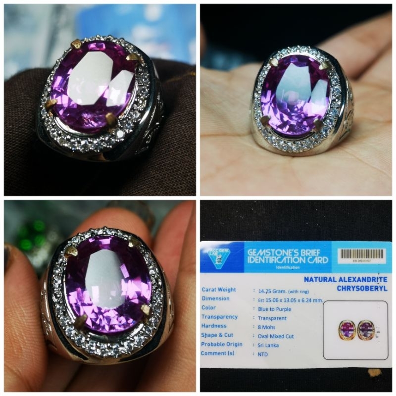 CINCIN BATU PERMATA NATURAL ALEXANDRITE CHRYSOBERYL MEMO ACC