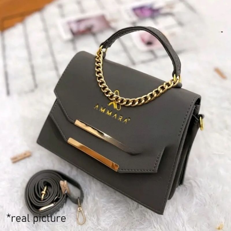 Tas Selempang Wanita Behel Dobel Full ACC//Humaira//Bahan Miniso Tebal Terbaru Kekinian