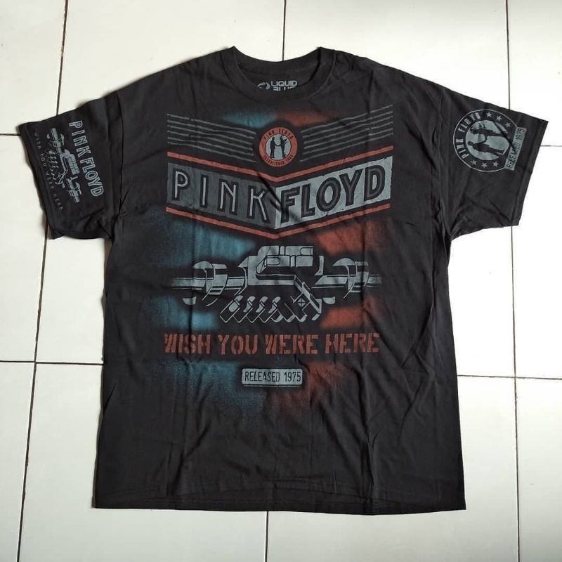 new baju kaos band second official merchandise pink floyd wish you were here liquid blue