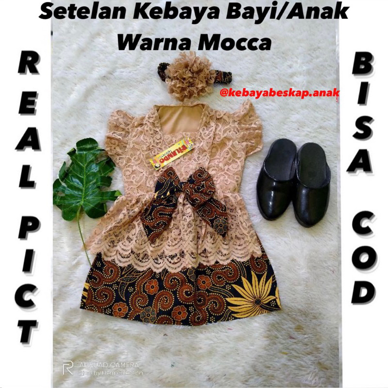 (BISA COD) Setelan Kebaya Bayi & Anak Kerah V Warna Moka Baju Pitonan Baju Setelan Kebaya Bayi Anak 