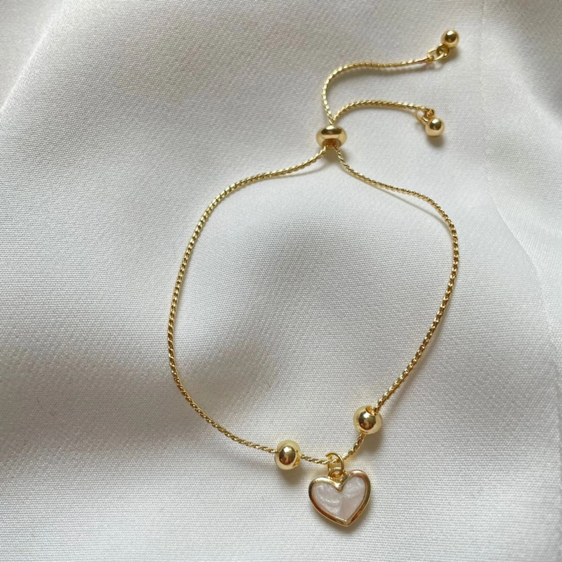 Ark.co - Romy bracelet (circle ; heart) gelang tangan wanita serut adjustable minimalis fashion