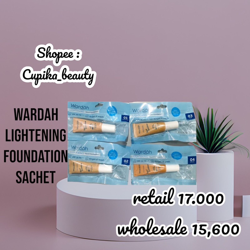 [ce.x] [foundation sachet] wardah lightening liquid foundation sachet 6 ml || kemasan sachet wardah lightening foundation