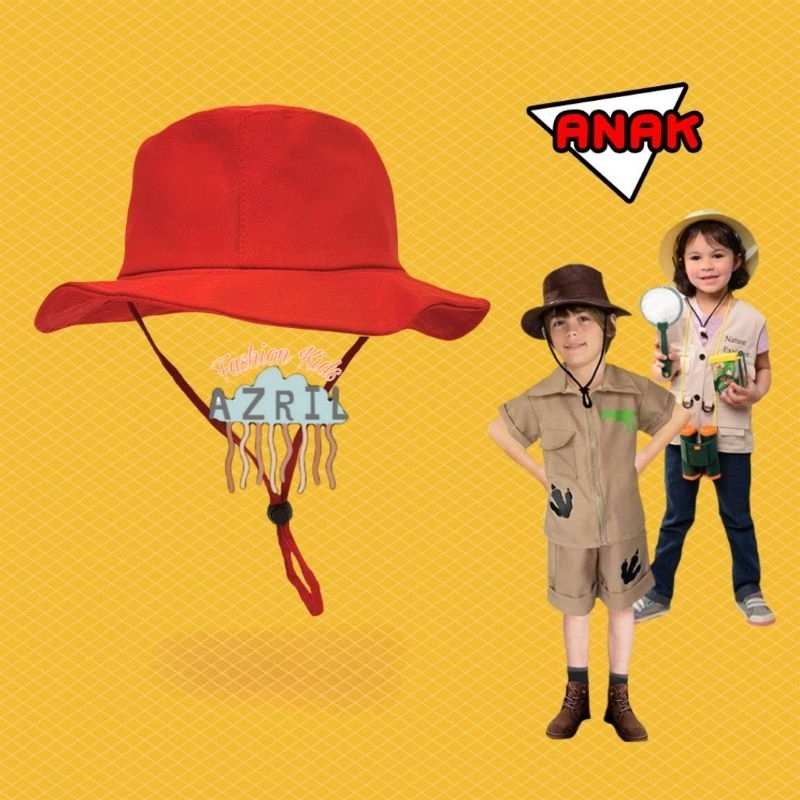 Topi Rimba Tali Anak Polos  Cowok Cewek