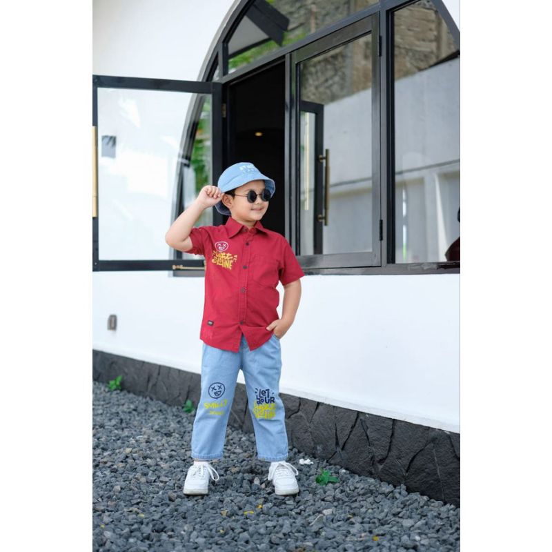 Setelan Anak Suit Denim With Buckethat Jovanka Label