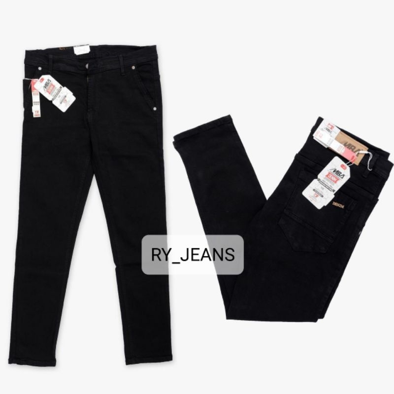 Celana jeans pria celana panjang hitam skinny street jeans hitam pria