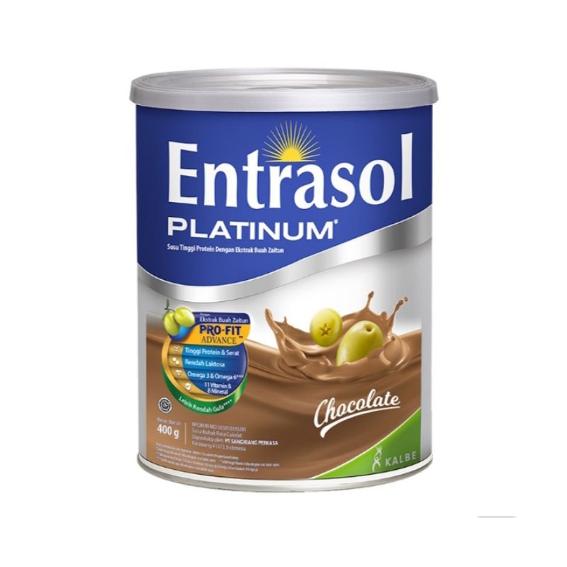 

Entrasol Platinum Susu Bubuk Tinggi Protein Dewasa Rasa Cokelat 400g