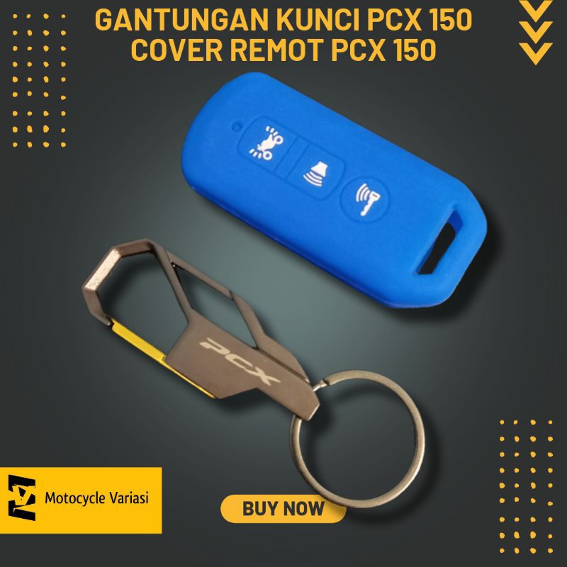 gantungan kunci logo plus cover remot PCX 150 eksklusif steel