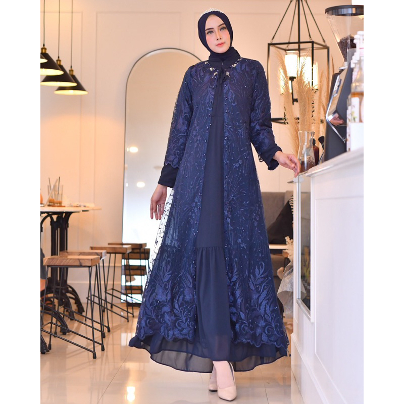 Gamis Kebaya Aruna / Kebaya Gamis Pesta / Gamis Tulle Bordir / Gamis Outer Modern / Gamis Kebaya Busui