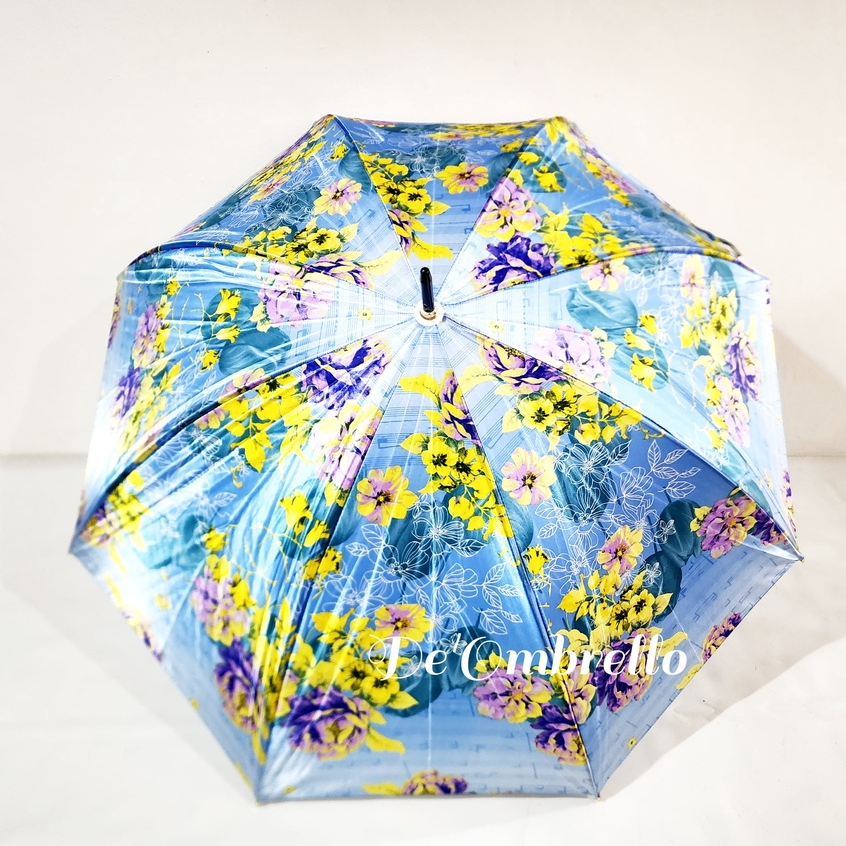 (077B)Payung Golf Jumbo Bahan Satin/Saten Motif Kembang
