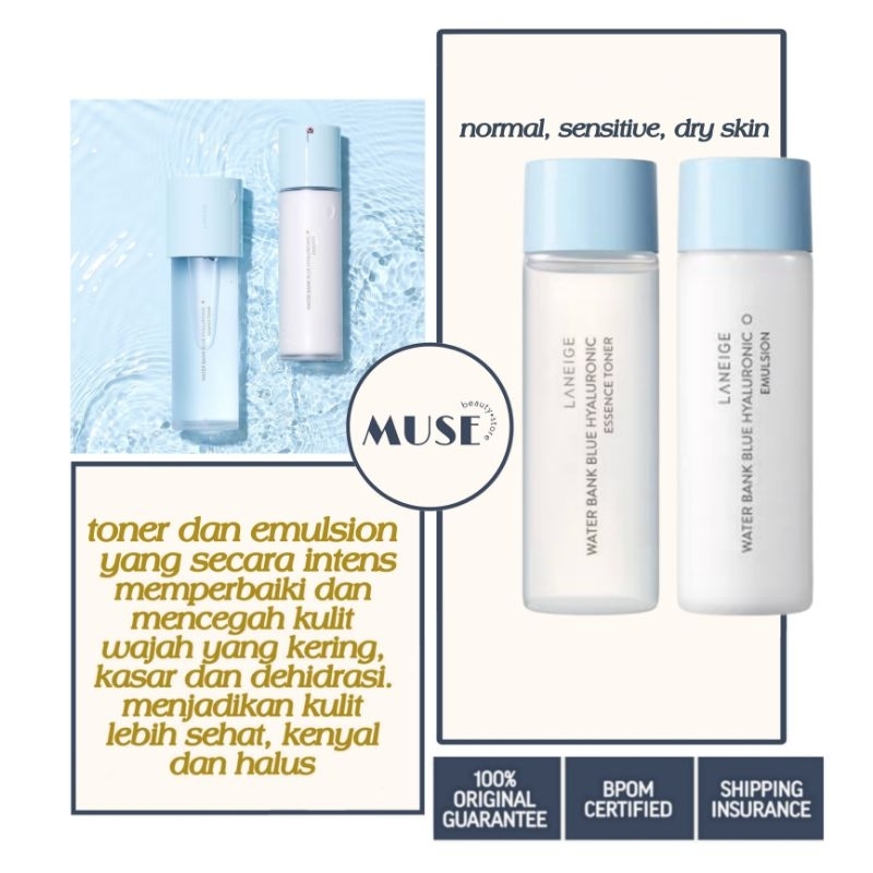 Laneige Water-Bank Blue HA Essence Toner 25ml / Laneige Water-Bank Blue HA Emulsion 25ml / Hyaluronic