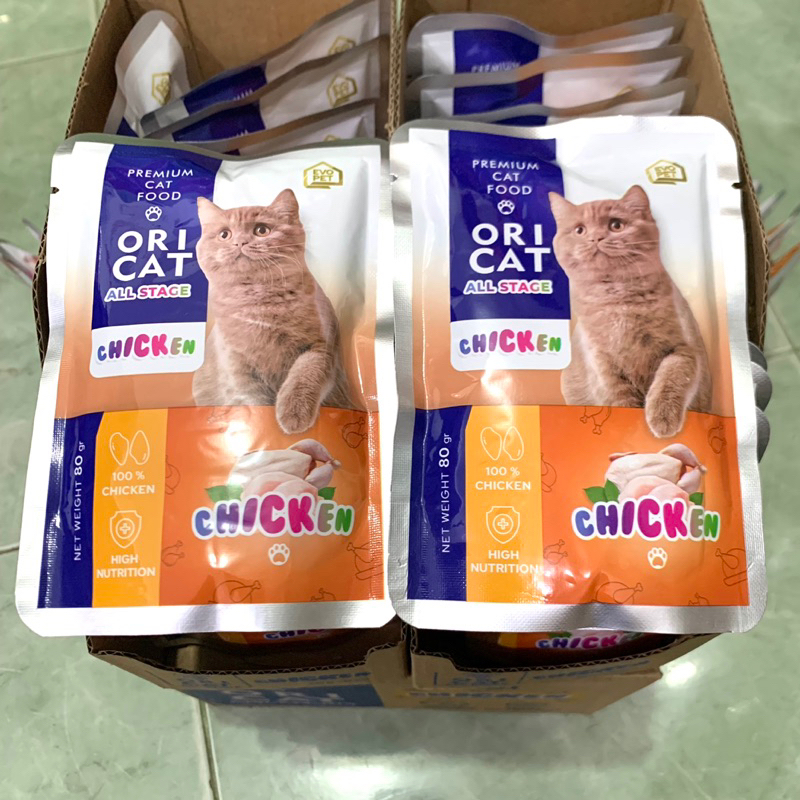 24 Sachet ori cat premium cat food hair and skin pouch 80gr all stage - CHICKEN