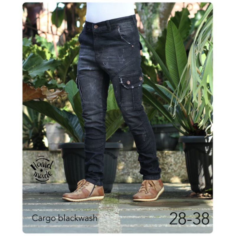 celana cargo jeans big size - celana cargo joger jeans retro - cargo joger jeans - bisa cod