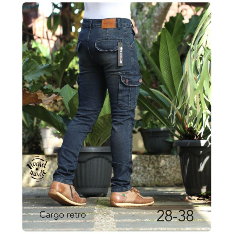 celana cargo jeans big size - celana cargo joger jeans retro - cargo joger jeans - bisa cod