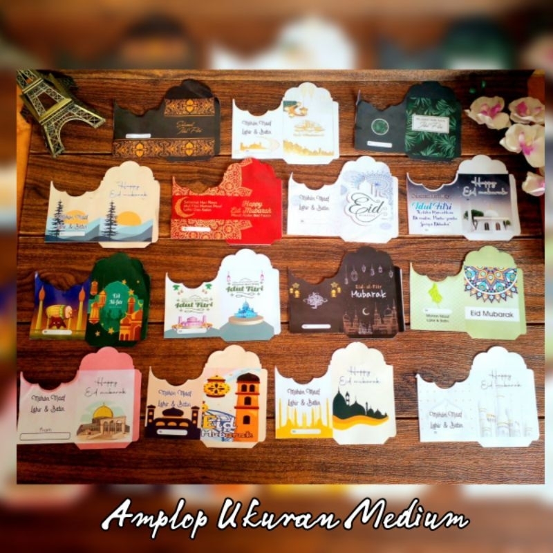 

10pack( 100pcs) amplop lebaran medium glossy motif random