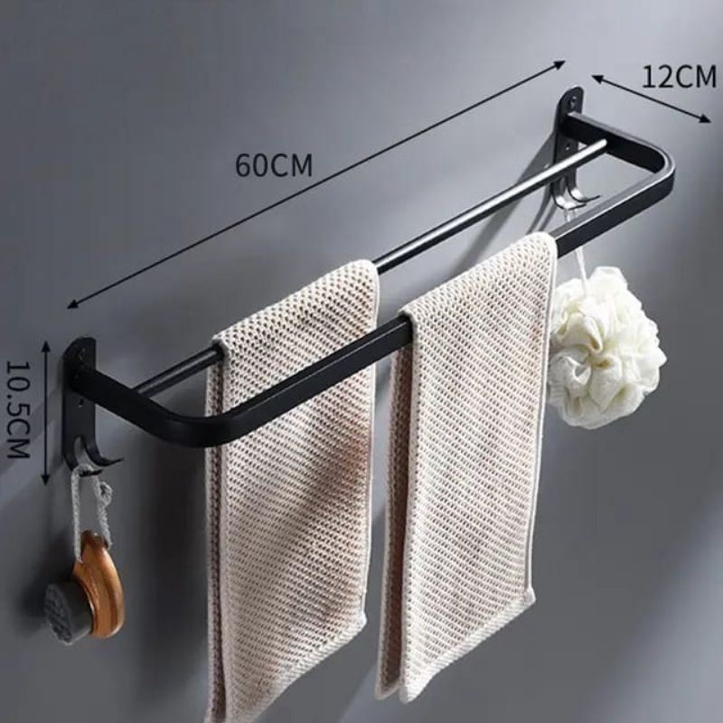 Rak handuk stenlies/rak kamar mandi/gantungan handuk 2 baris