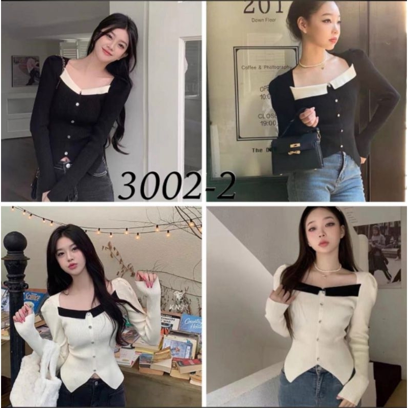 MDLV ~  Knit Top 3002-2 Atasan Rajut Korea