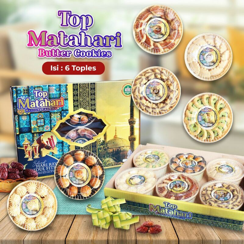 

KUE KERING TOP MATAHARI PREMIUM PAKET LEBARAN ISI 6 TOPLES. PAKET EKONOMIS.