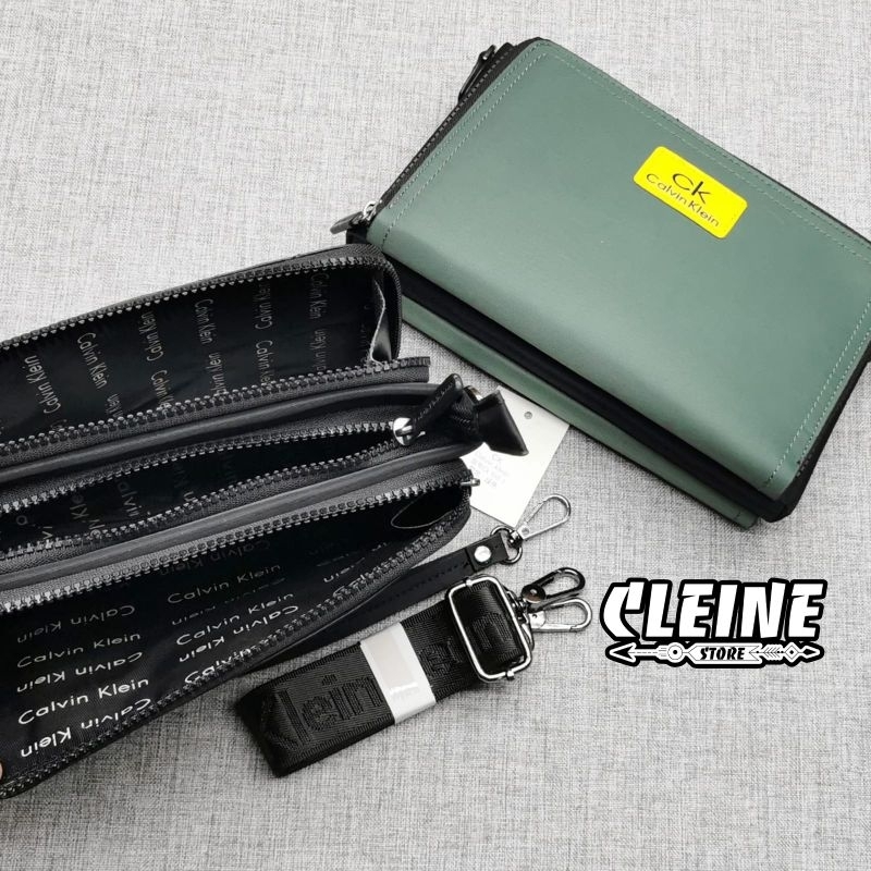 Handbag Clutch Pria Wanita Calvin Klein Black &amp; Green