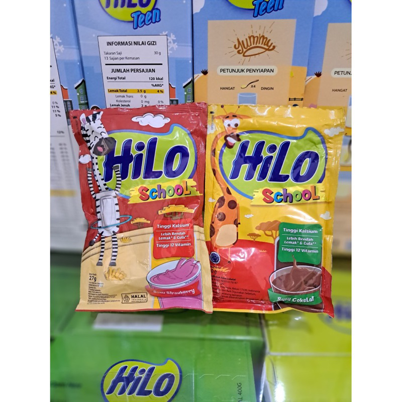 [CASHBACK 5%] HiLo School Susu Chocolate / Strawberry Sachet - Susu Tinggi Kalsium Lebih Rendah Gula