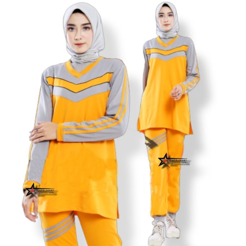 setelan baju olahraga senam muslimah / setelan baju olahraga senam muslimah model tunik