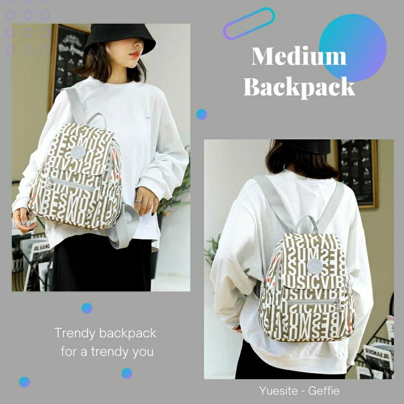 RANSEL WANITA TAS PUNGGUNG YUESITE GEFFIE MEDIUM BACKPACK KOREA STYLE IMPORT