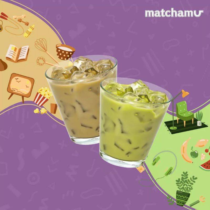 MATCHAMU Latte Japanese Series 1 Box Halal | Sakura Matcha Hojicha Black Sesame