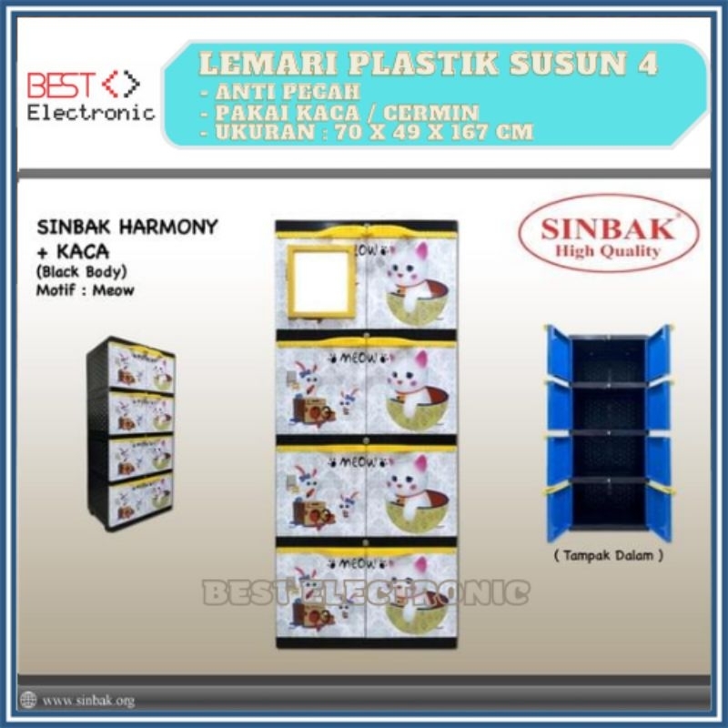 LEMARI PLASTIK PAKAIAN SERBAGUNA 4 SUSUN SINBAK HARMONI