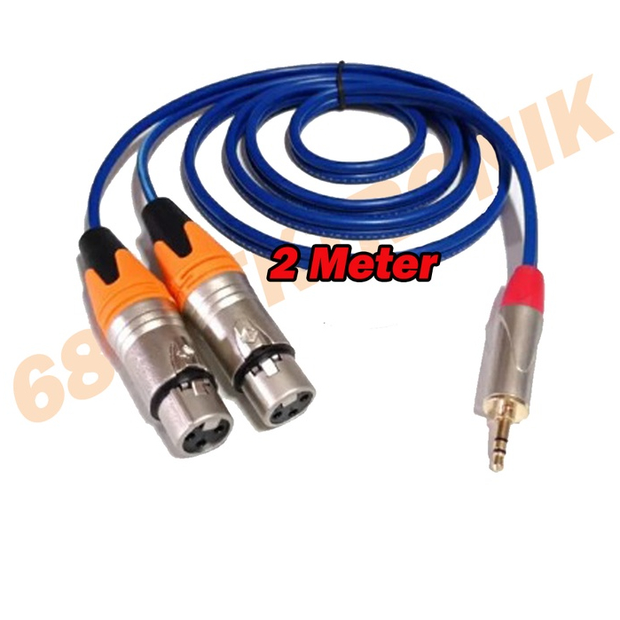 Jack Cabang Audio 3.5mm Stereo to 2 xlr Canon Female 3pin 2meter - 2 M
