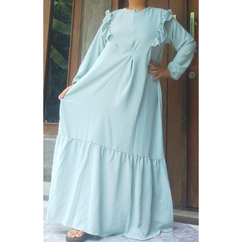 gamis cringkel airflowy rempel bahu