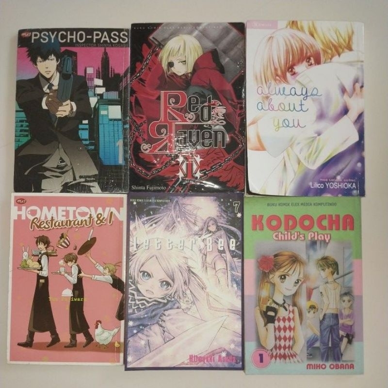 komik psycho pass , red raven , letter bee , hometown restaurant , kodocha child's play, always abou