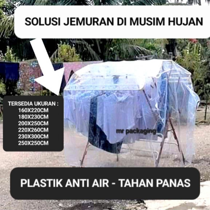 Cover Jemuran ANTI BASAH HUJAN | Plastik Jemuran Baju Laundry Plastik PE Bening Transparan Tebal | Kantong Kresek Besar Jumbo | Karung Kuat Baru Anti Sobek | Plastik Buram Jumbo Super Besar Wadah Cover Kasur Jemuran Springbed | UV hidroponik cor bangunan