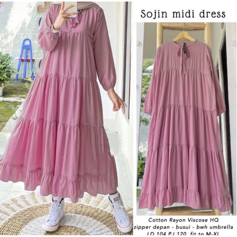 SoJin Midi Dress Rayon Premium Gamis Lebaran Terbaru