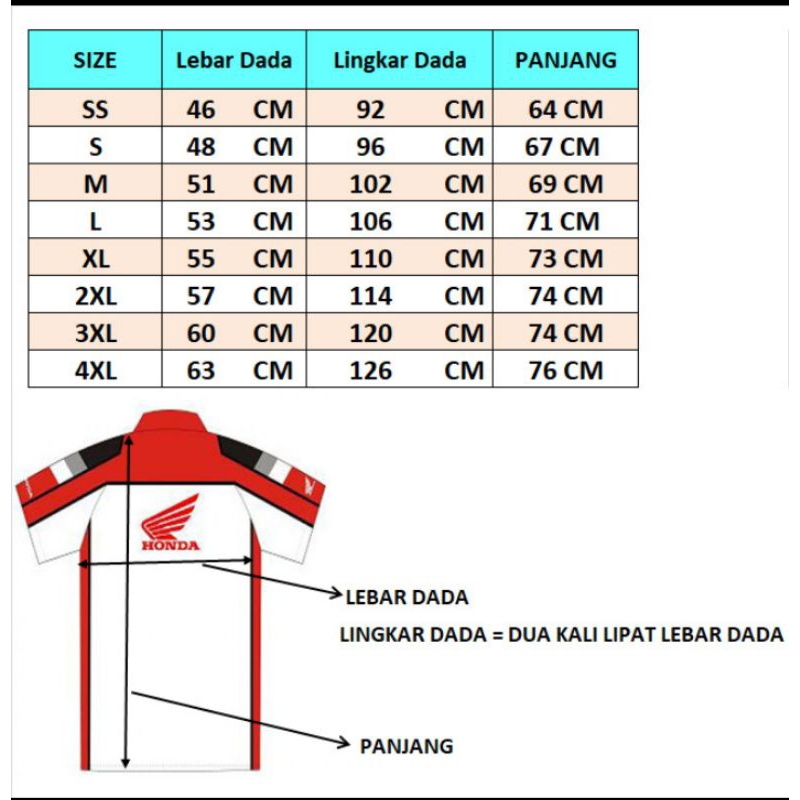 (JUMBO) Seragam Honda Frontline People (FLP)/Frontdesk/Seragam Honda/Back office
