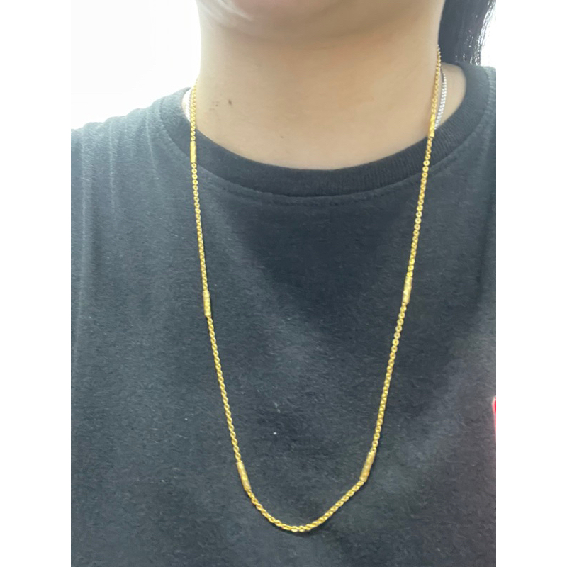 Kalung panjang emas asli kadar 875 model fancy bambu